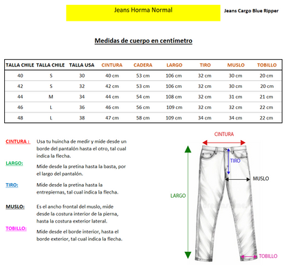 Jeans Cargo Blue Ripper