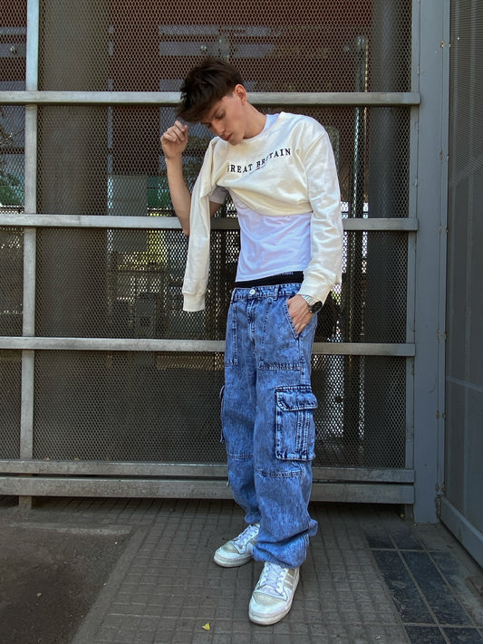 Jeans Cargo Alfa Blue ( Loose Fit )