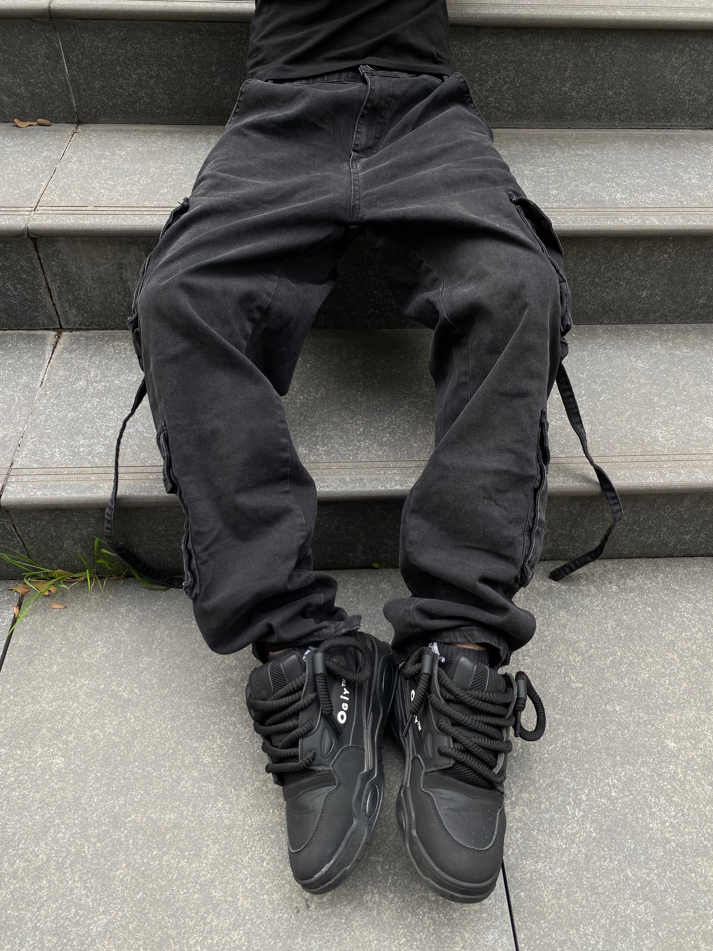 Jeans Cargo Gravik Black ( Loose Fit )