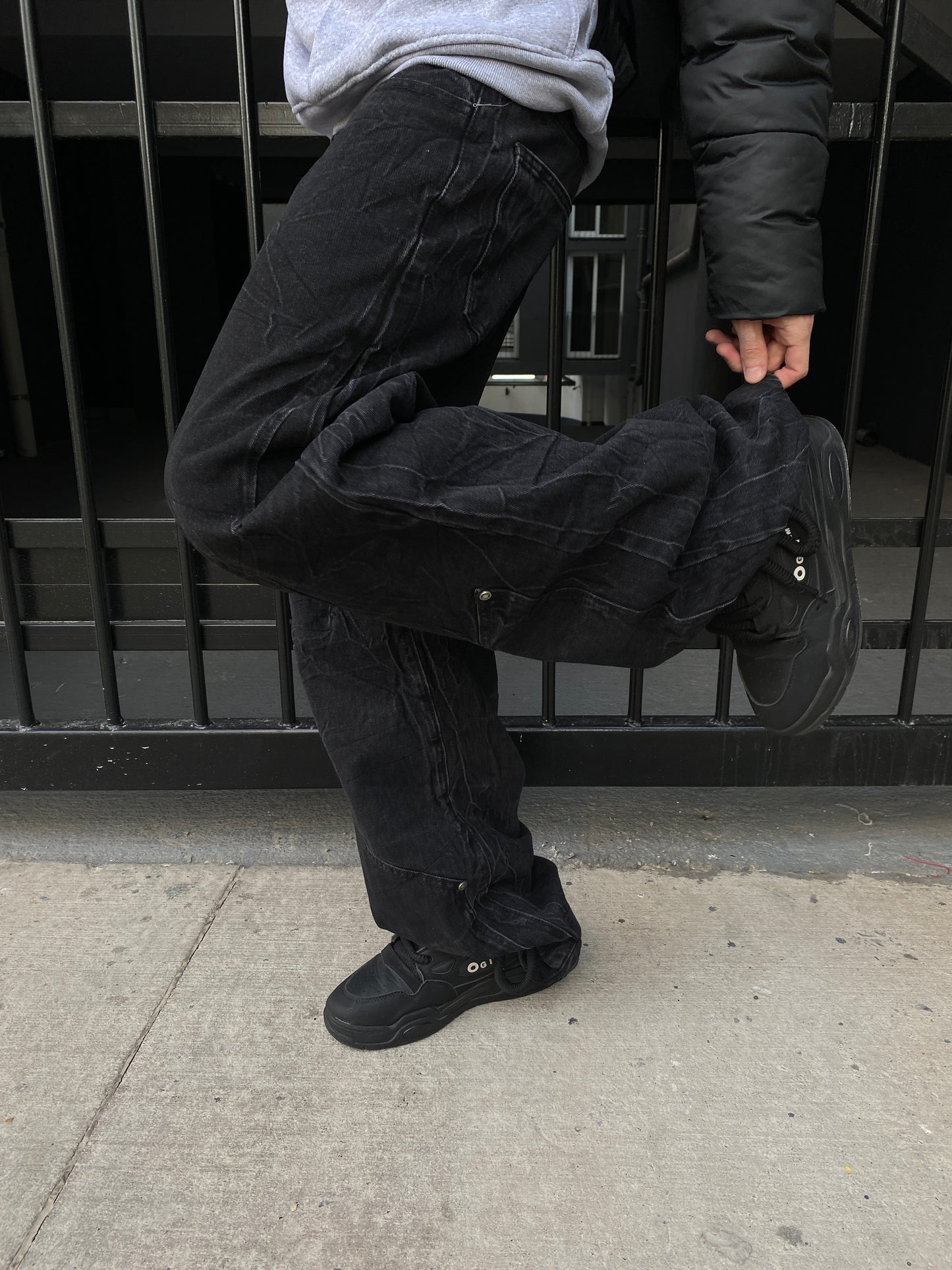 Jeans Cargo Raw Black( Baggy Fit )