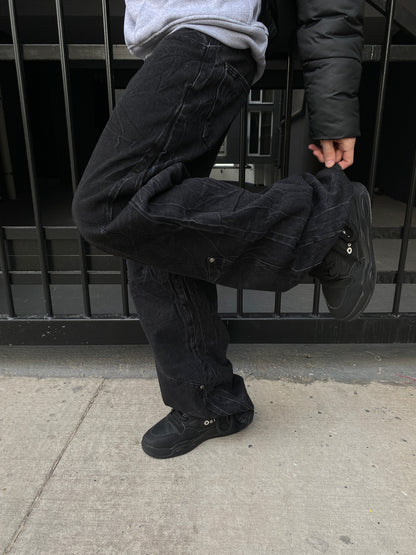 Jeans Cargo Raw Black( Baggy Fit )