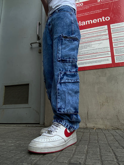 Jeans Cargo Blue Ripper