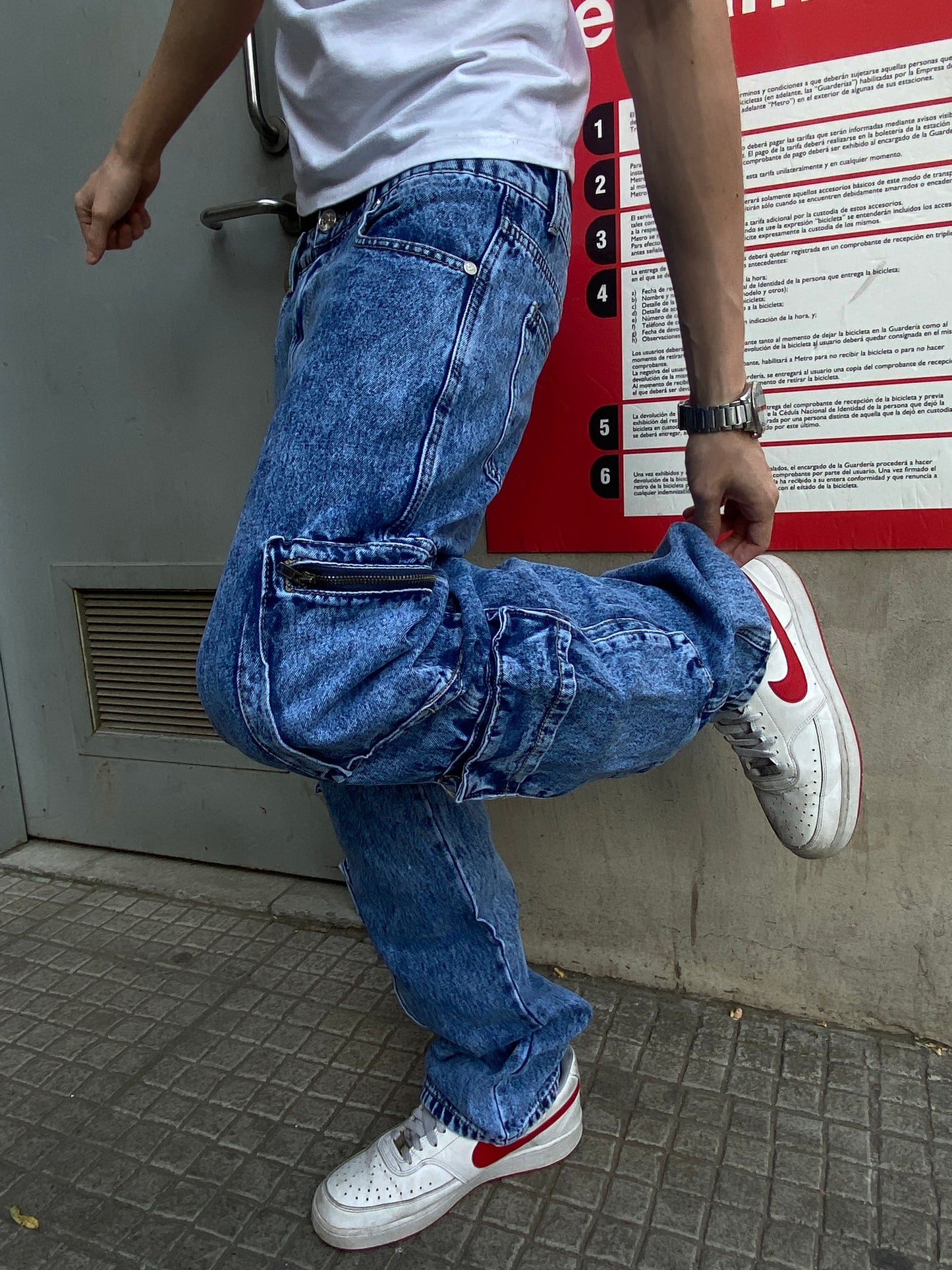 Jeans Cargo Blue Ripper