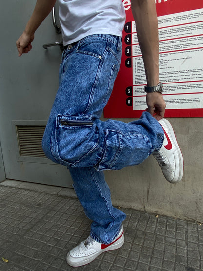 Jeans Cargo Blue Ripper