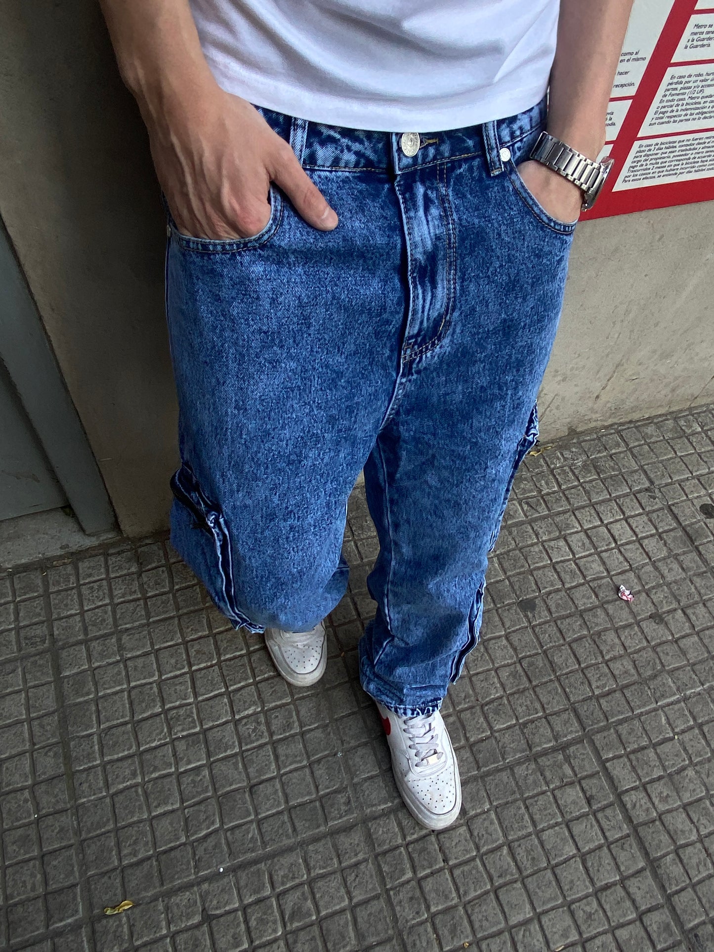 Jeans Cargo Blue Ripper
