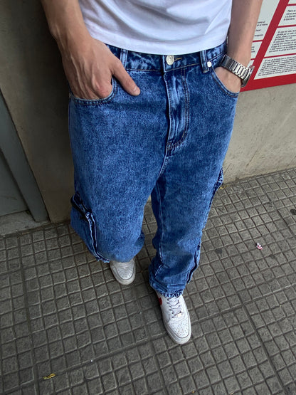 Jeans Cargo Blue Ripper