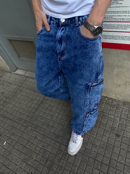 Jeans Cargo Blue Ripper