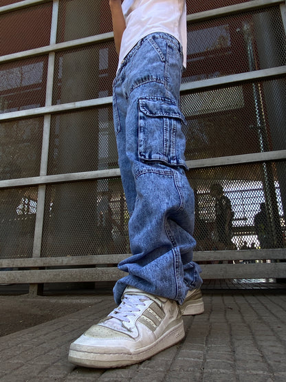 Jeans Cargo Alfa Blue ( Loose Fit )